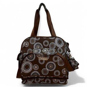 Bumble Collection Camille Getaway Brown Blue All-In-One Diaper Bag Tote 13.5x14"